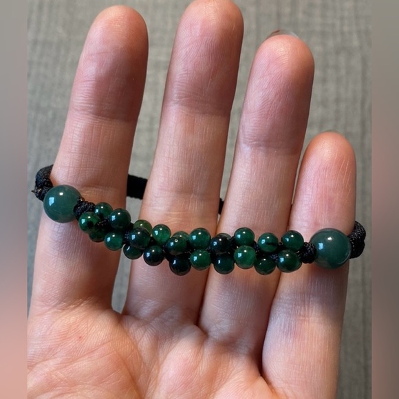 Beaded Natural Jade Gemstone Bracelet with Adjustable Cord - Picture 9 of 14